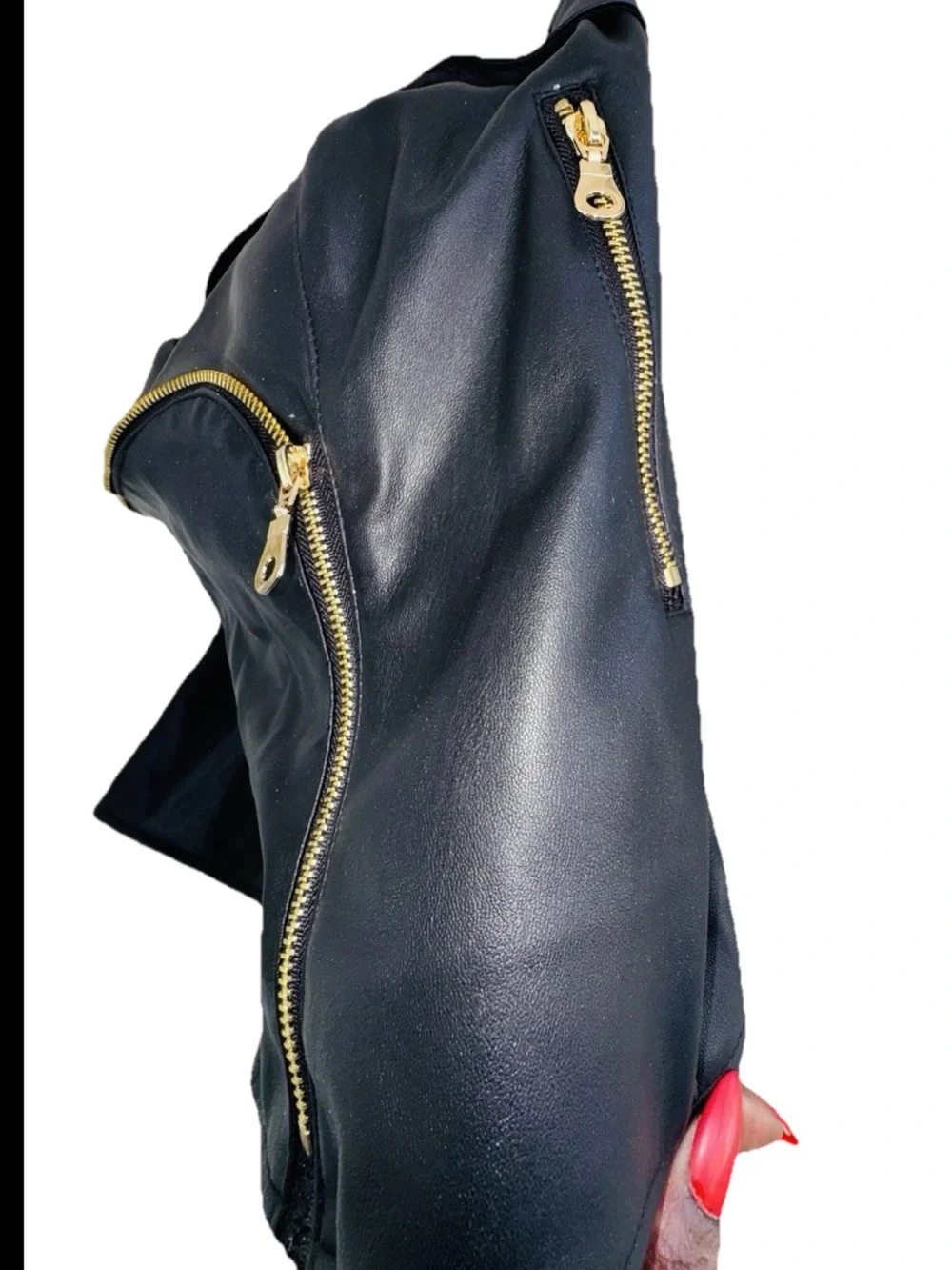 Ashley Stewart Curvy Girl Faux Leather Bustier CropTop Black Gold Hardware 4X - Picture 8 of 15